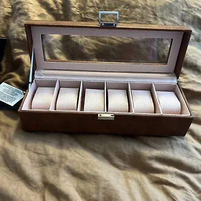 Drexel Heritage Mens Brown Leather Watch Display Jewelry Valet ￼Case Gift • $35