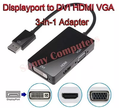 3 In 1 DisplayPort DP To HDMI DVI VGA Audio USB Adapter Converter Cable For PC • $27.44