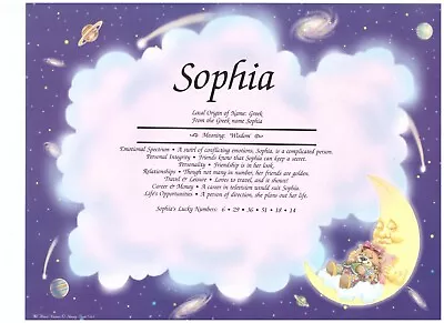 Personalised First Name Origin Meaning Gift NEW BORN BABY Girl Sleep Bear Scroll • £3.95