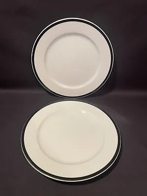 Vintage Pair Schonwald Germany Black Rim Dinner Plates 10”￼ • $19.99