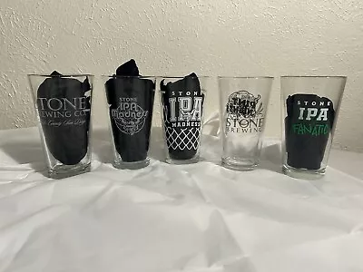 5 Different Stone  Brewing Co / IPA Madness Beer Pint Glasses • $34.99