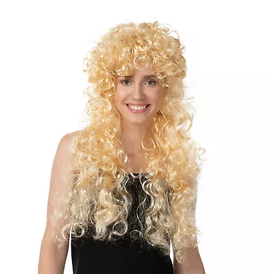 Curly Long Wig Fancy Dress Costume 1980's Cosplay Wigs Pop Party Long Uk Seller • £7.99