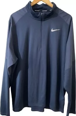 £18 • Buy NIKE Track Half Zip Navy Blue Track Top FIT DRI FIT Running XXL