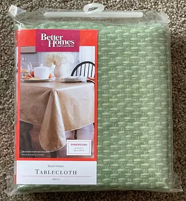 60 X 102 Oblong Vinyl Tablecloth Home Trends Sebring/Green • $7