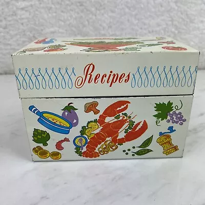 Metal Recipe Box Vintage Ohio Art Co. 1950's Kitchen Foods Pattern • $9.95