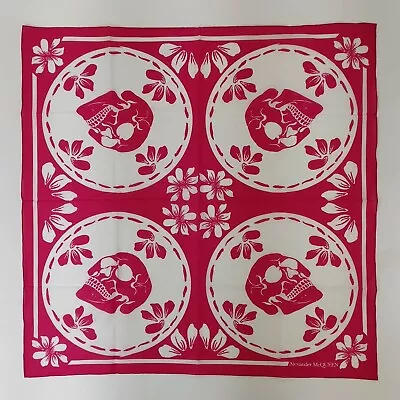 $147.62 • Buy $155 Alexander McQueen Pink Cotton Porcelain Skull Square Scarf 610961 5678