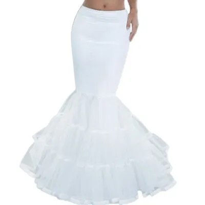 Women Layered Fishtail Petticoat Underskirt Hoopless Tulle Bridal Crinoline Slip • £21.13