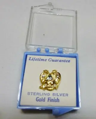 Sterling Silver W/ Gold Finish Vintage Unused 32nd Degree Masonic Tie Tac In Box • $3.95