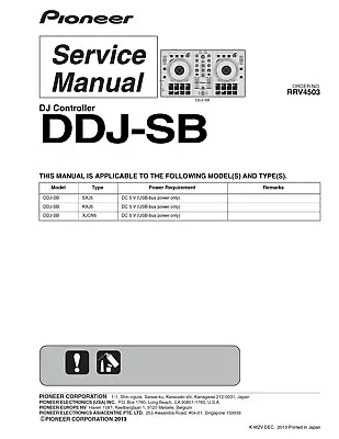 Service Manual Instructions For Pioneer Ddj-Sb • $26.81