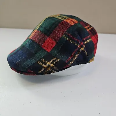 Vintage Broner HAT Woolrich Plaid Fabric  Cabby Newsboy Mens M/L Wool Plaid Hat • $24.95