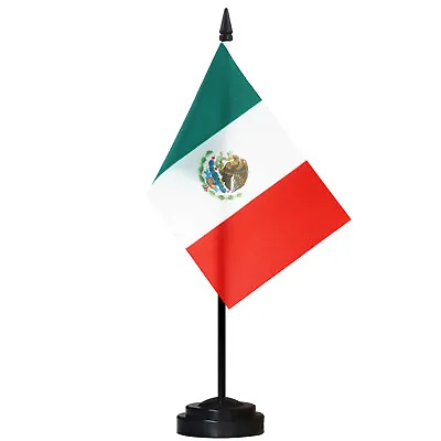 Mexico Deluxe Desk Flag Set - 4X6 Inch Miniature Mexican Desktop Flag • $7.24