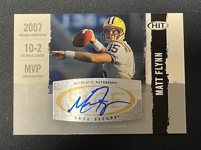 2008 SAGE HIT AUTOGRAPH AUTO Matt Flynn Green Bay Packers LSU Rookie QB A85 • $4.99