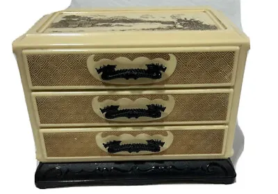 Vintage Jewelry Box Oriental Accessories Box Chinese Dragon Art Deco • $15.99