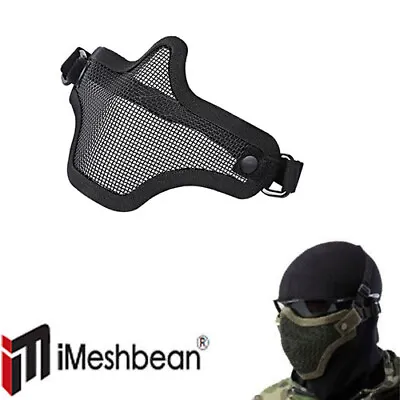 $7.63 • Buy IMeshbean Tactical Airsoft Mask Striker Steel Metal Mesh Lower Half Face Mask BK