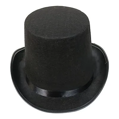 Black Felt Victorian Style Steampunk Halloween Fancy Dress Magician Top Hat • £9.99