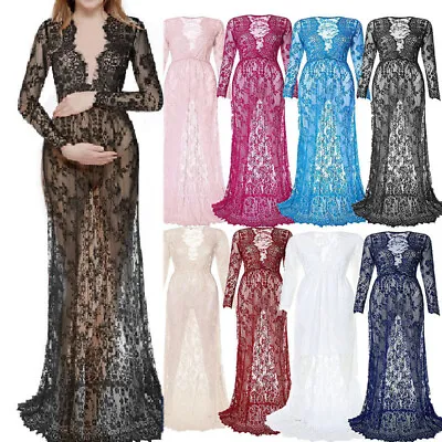 $8.45 • Buy Pregnant Women's Lace Maternity Dress Maxi Gown Photography Photo Shoot Clothes