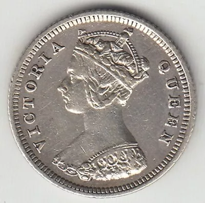 1889 British Hong Kong .800 Silver 10 Cents High Grade Coin Victoria-km#6.3 • $19.99