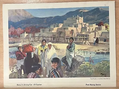 $19.49 • Buy VTG 1950s Santa Fe Railway El Capitan Dining Car Dinner Menu–The Land Of Pueblos
