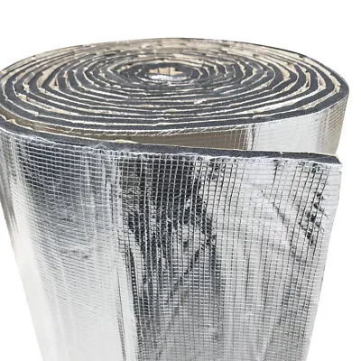 Self-adhesive Aluminium Foil Foam Insulation Thermal Film Roll For Loft Van Shed • £28.95