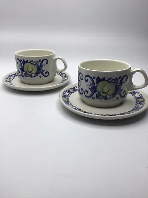 2 VILLEROY BOCH  Vintage Porcelain Retro CUPS SAUCERS Clacquesin Cadiz • $15