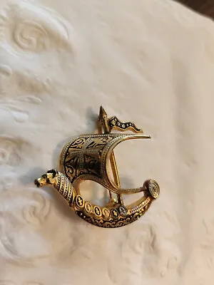 Vintage Maltese Cross Viking Ship Brooch 1.5  • $15