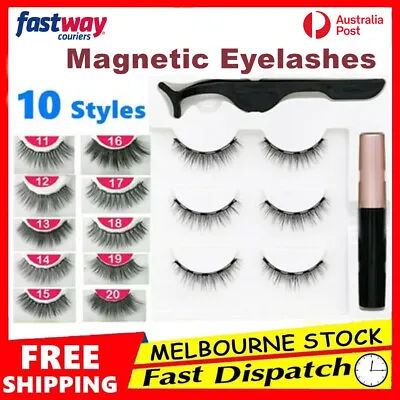 $8.99 • Buy Magnetic False Eyelashes Natural Eye Lashes Extension Liquid Eyeliner Tweezer