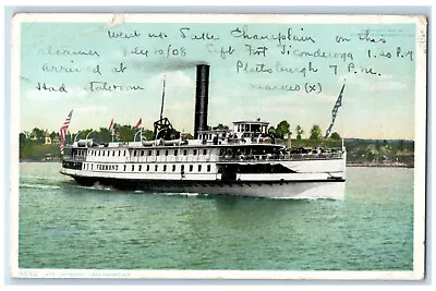 1908 Steamer Vermont Lake Champlain New York NY Phostint Antique Postcard • $14.98