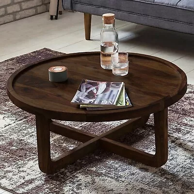 Solid Wood Tea Table For Living Room With Stylish Wooden Legs - Round Center • $172.80