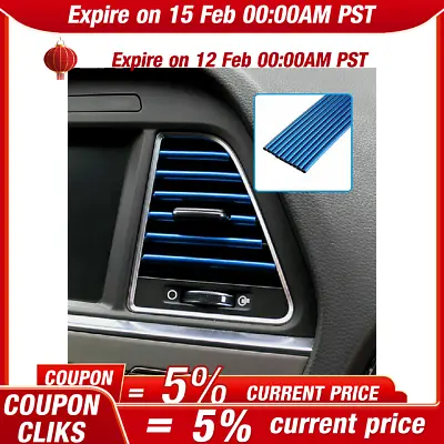 10x Auto Car Accessories Blue Air Conditioner Outlet Decoration Strip Universal • $4.99