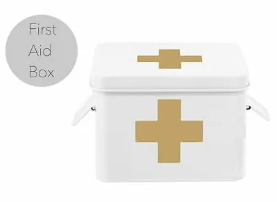 Retro First Aid Kit Empty Metal Storage Box Home Decor Medicine Cabinet NEW • $32.99
