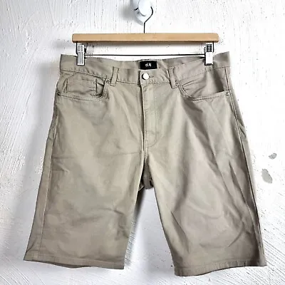 H&M Mens Shorts Size 31 Beige Jean Style Stretch Flat Front Pockets • $15.30