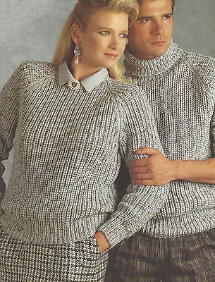 Ladies Chunky Knitting Patterns Easy Knit Sweaters Crew & Polo Mens 32-46  528 • £2.09