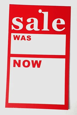 £3.99 • Buy SALE Swing Price Tickets Cards Red | White 9.5 Cm X 5.5 Cm Pack Of 100