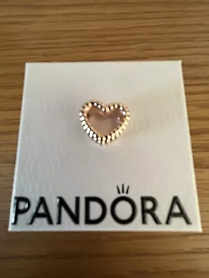 $1.83 • Buy Pandora Charm - Beaded Open Heart Charm - Rose Gold Plated 💛