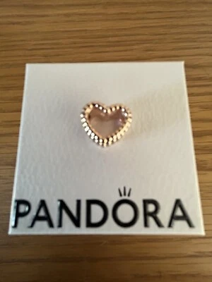 $1.83 • Buy Pandora Charm - Beaded Open Heart Charm - Rose Gold Plated 💛