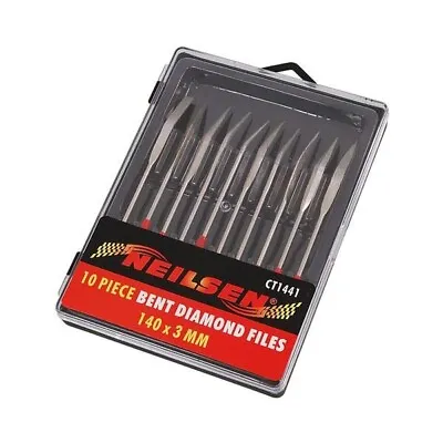 10 Piece Bent / Angled Diamond Needle File Set With Insulated Handles • £7.99