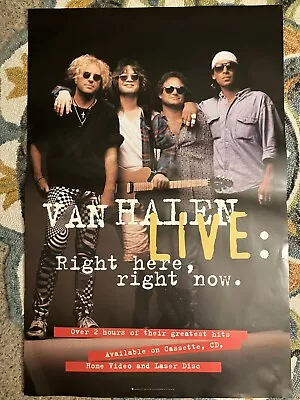 Van Halen Right Here Right Now Live Record Store Promo Poster 1993 24 X36  • $75