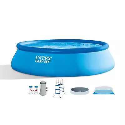 Intex Inflatable Easy Set Above Ground Round Swimming Pool Set With 15' Cover • $265.38