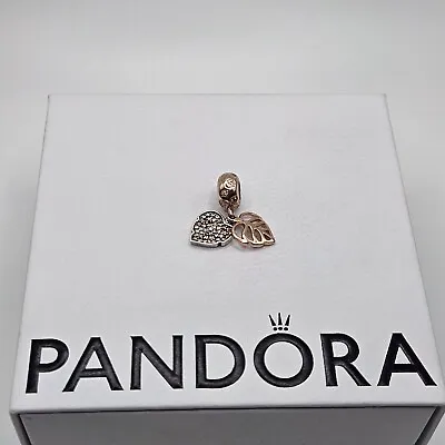 Genuine Pandora Rose Gold Yellow Sparkling Leaves Dangle Charm ALE R #788247CZ • £45