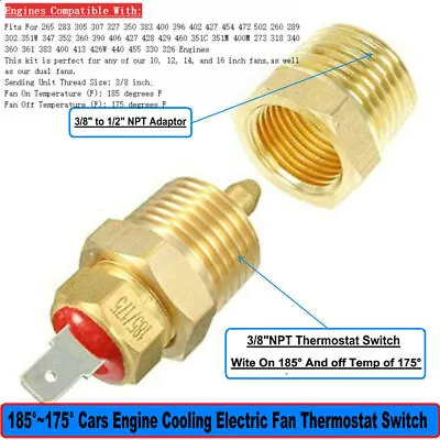 185°~175° NPT3/8“ Auto Engine Cooling Electric Fan Thermostat Temperature Switch • $9.99