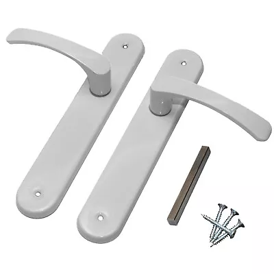 Internal Door Handles White Lever Privacy Handle LONG Plate Shape Room Handles • £7.69
