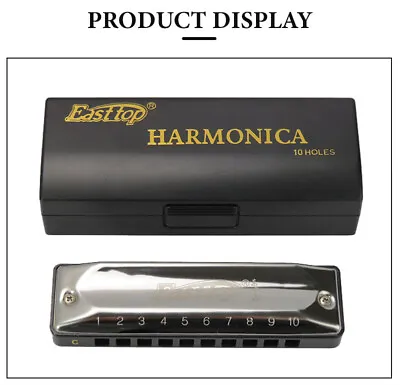 EASTTOP 10 Holes Diatonic Blues Harmonica Harp Mouth Organ Harmonica Gift New • $18.99