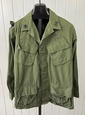 Vtg 67' Army Shirt Sz Med Vietnam Tropical Green Jungle Fatigue OG-107 DAMAGED • $99.99