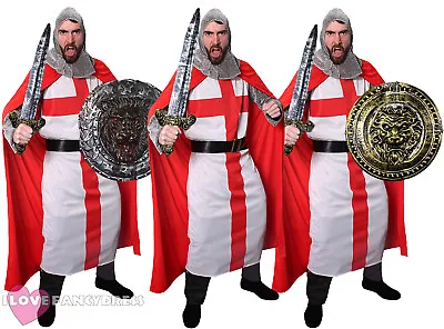 Mens Knight Costume With Sword Or Shield Adult St George Fancy Dress Medieval • £26.99