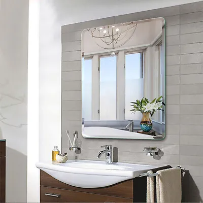 50*70cm Bathroom Bedroom Wall Mirror Rectangle Frameless Home Mirror W/ Fixings • £21.95