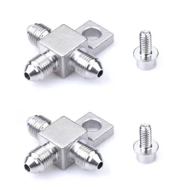 3AN AN-3 Stainless Steel JIC3 AN3 3-Way Male Brake Hose Fitting Tee Adapter 2Pcs • $17.99