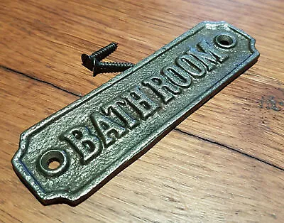 Natural Cast Iron Wall Mounted BATHROOM Plaque For Door - Toilet Loo Garden Sign • £5.75