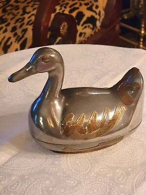 Vintage Pewter And Brass Duck Box • $30