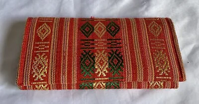 Womens Red Patterned Large Wallet Coin Purse Clutch - Hippy Bohemian Style • $12.99
