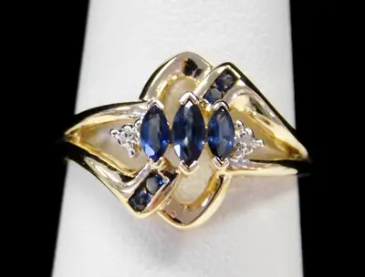£217.68 • Buy Ladies 10KT Simulated Sapphire, Genuine Dia Crafted Unique Ring Size 7, 2.5 G